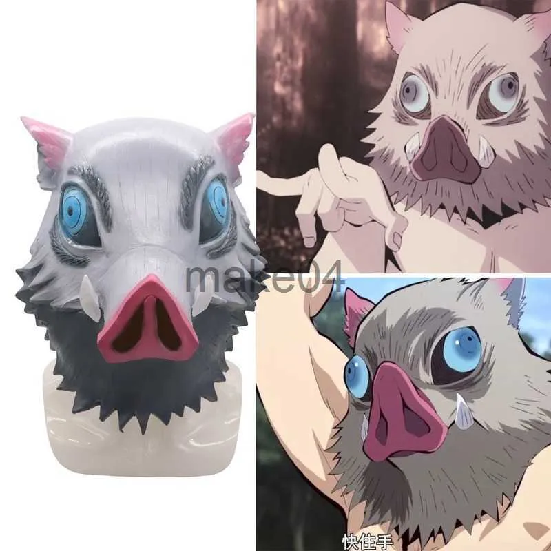 Party masker anime demon slayer kimetsu no yaiba mask hashibira inosuke cosplay kostym props cartoons halloween party headbear masks j230807