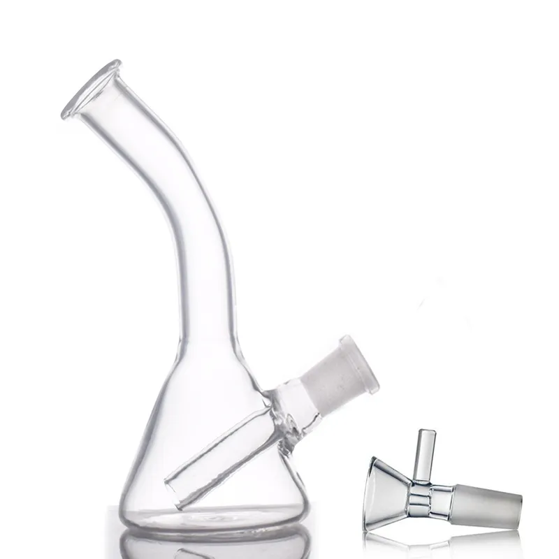 Cheapest Mini Dab Rig Glass Beaker Bong Hookah Recycler Smoking Water Pipes Heady Wax Oil Rigs Small Bubbler Ashcatcher with 10mm Male Oil Burner Pipes Wholesale