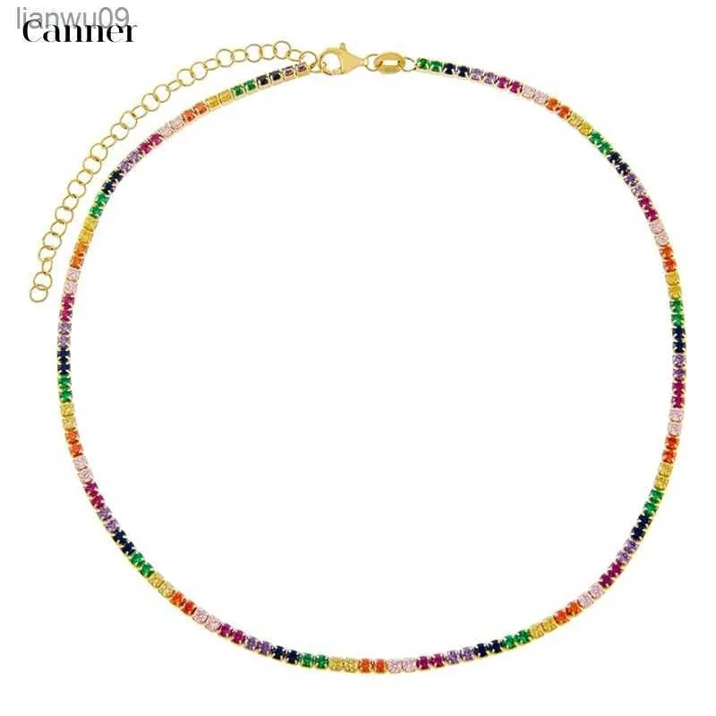 CANNER Full Colorful Zircon Pendant Necklaces For Women Clavicle Chain Choker Fashion Necklaces 2022 Trendy Jewelry collars L230704