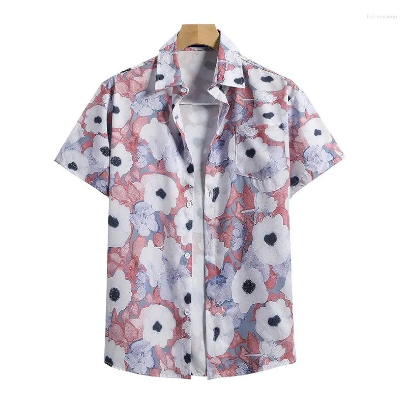 Herren Freizeithemden HAIBINZOULU Sommer Kurzarmhemd Übergroßes Poloshirt mit Blumenmuster