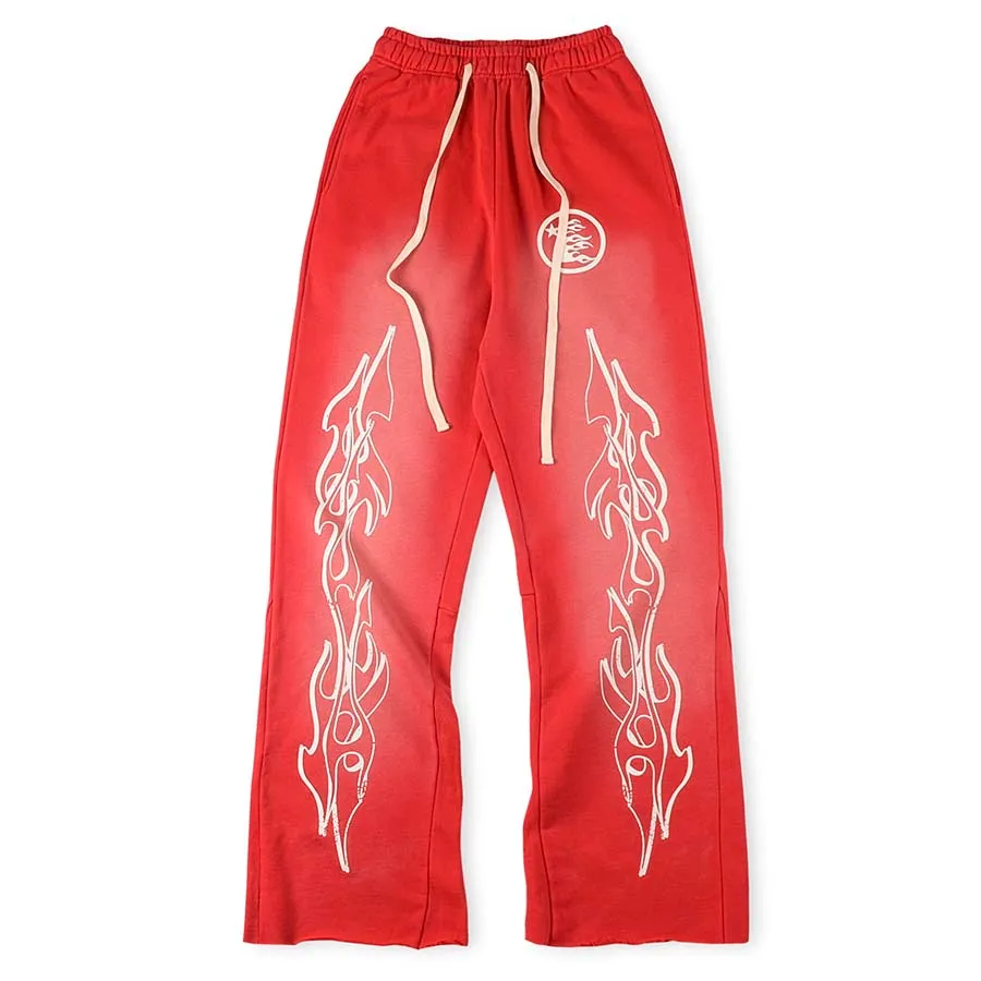 Мужские роскошные дизайнеры брюки мужчины брюки Hellstar Studios Red Flare Stars
