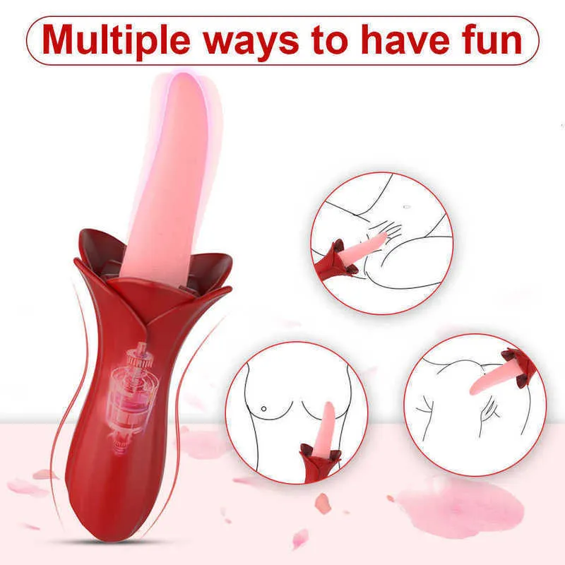 for Women Rose Tongue Licking Vibrators Clitoris Nipple Massager Female Orgasm Machine Adult