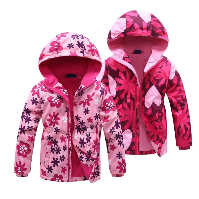 سترة السترات للبنات 2023 ربيع الأطفال S Flower Flower Coate Coat Windbreaker Kids Polar Royproof 3 12T 230807