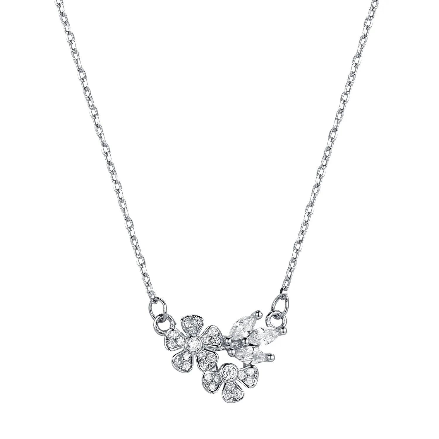 2023 mode nouveau 925S argent fleur ensemble avec pendentif en diamant complet et conception d'os de verrouillage pour collier de femmes minimalistes