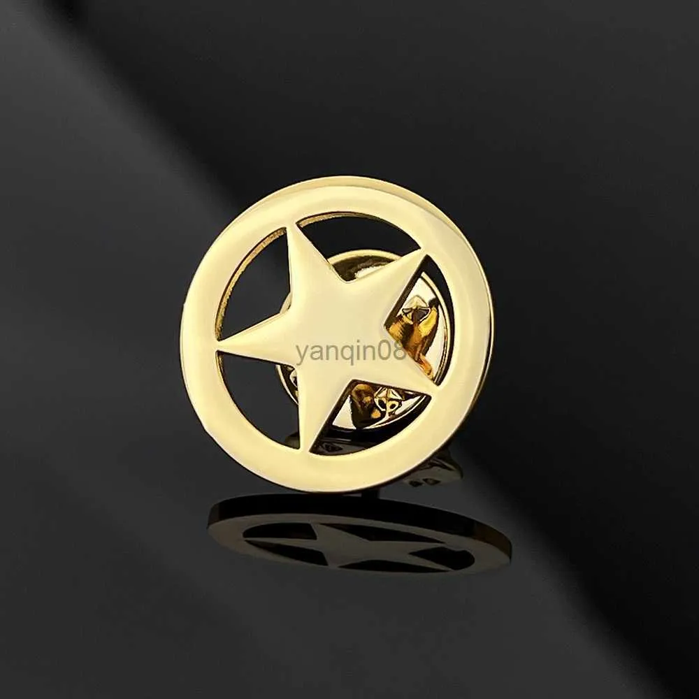 Pins Brooches Classic Circle Star Brooch для мужской пентаграммы шарм ювелирные украшения из нержавеющей стали булавки для бабочки свадебные вечеринки Значок костюма папа подарок HKD230807