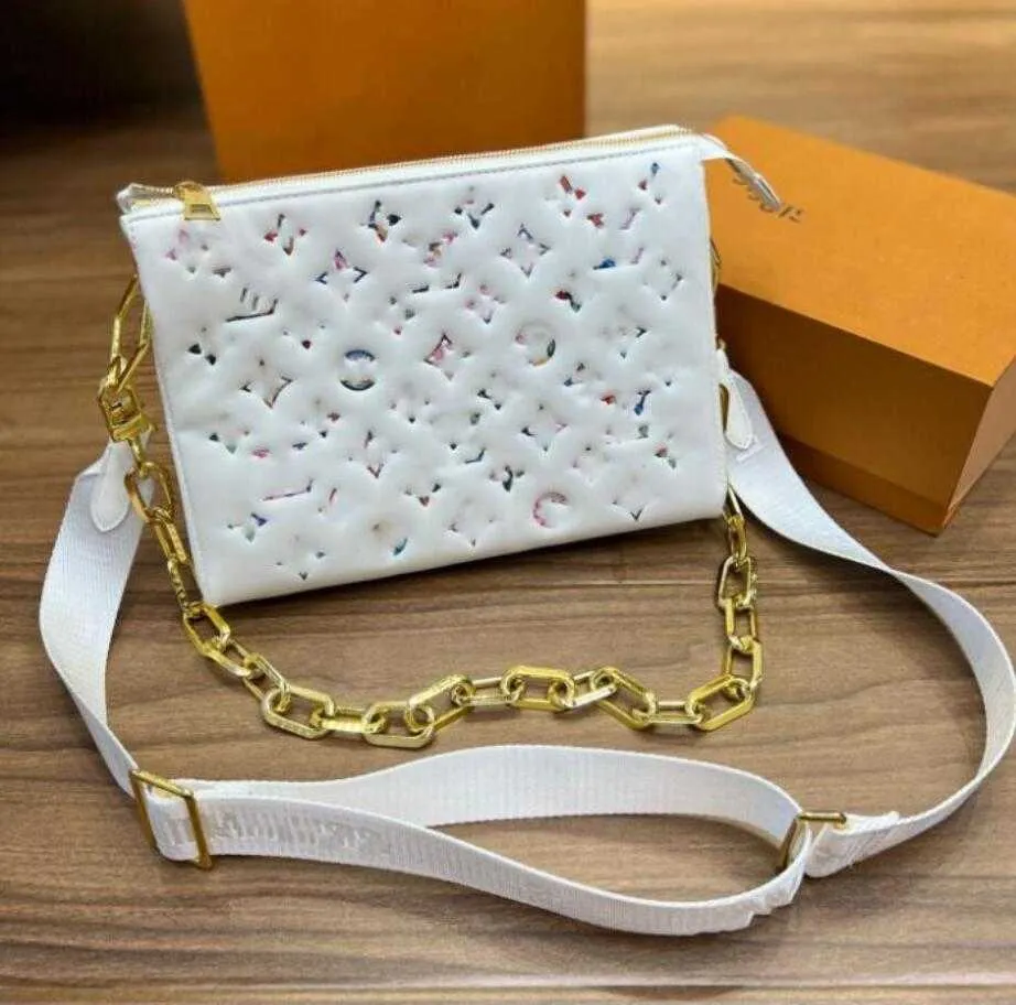 Lyxkvinnor Coussin BB -kedja axelväska designer väska kvinnor färgglada monogram mönster prägling messenger crossbody väskor handväska handväska m21353 hög kvalitet