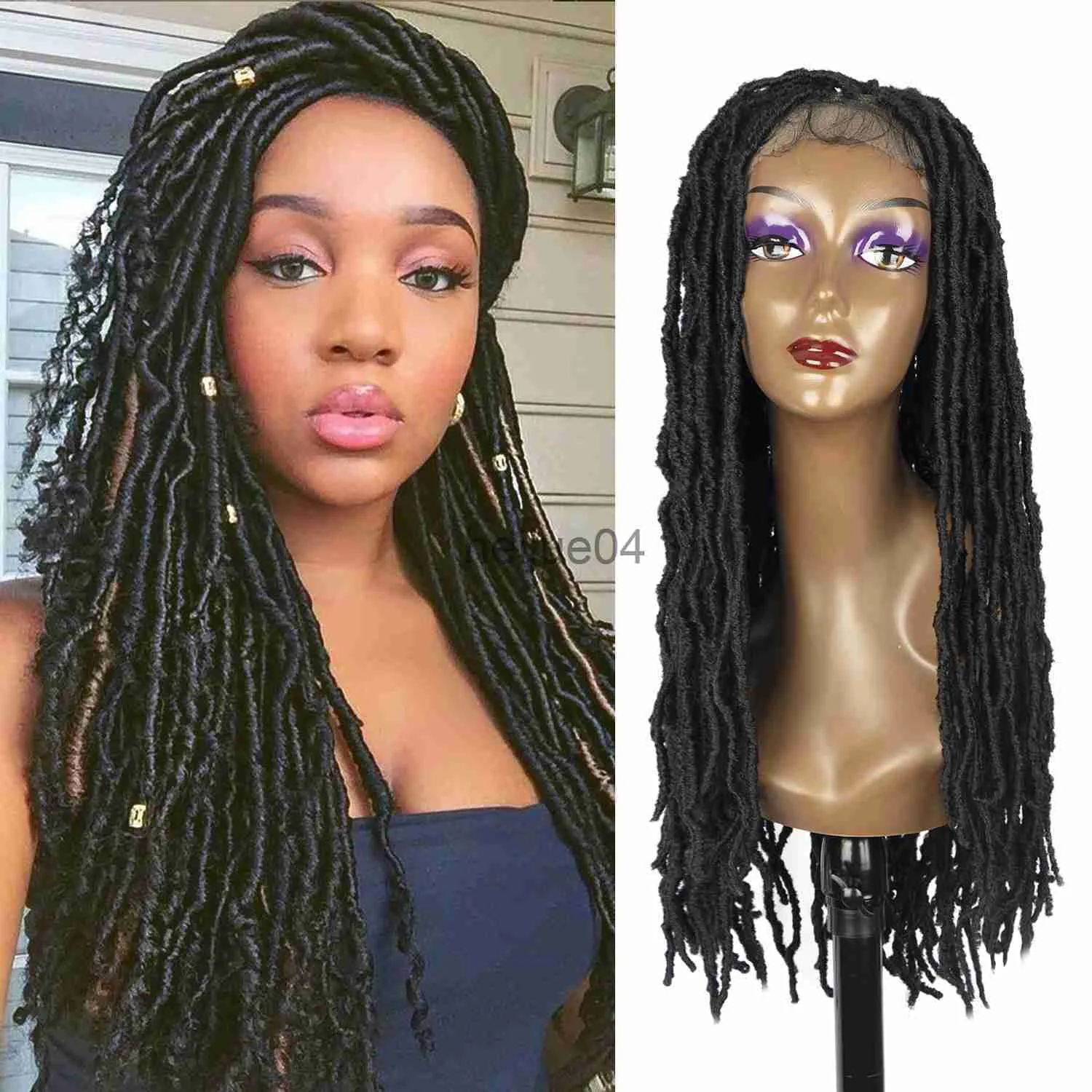 Capless pruiken van echt haar Lai Ya Synthetische Gypsy Goddess Wig Gevlochten pruiken Gevlochten Afrikaans met babyhaar Bohemian Nu Locs Gevlochten Dreadlocks Pruiken x0802