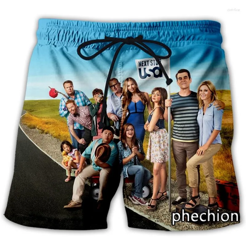 Men's Shorts Phechion Men/Women Modern Family 3D Printed Casual Fashion Streetwear Men Loose Sporting A109