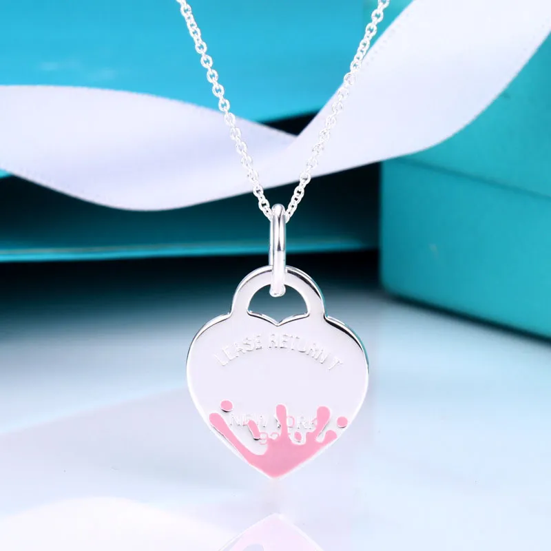 S925 Silver Love Heart Designer подвесной ожерелья для женщин бренд роскошные блестящие бриллиантовые элегантные звенья цепь колье с брызговицей колье с брызговицей