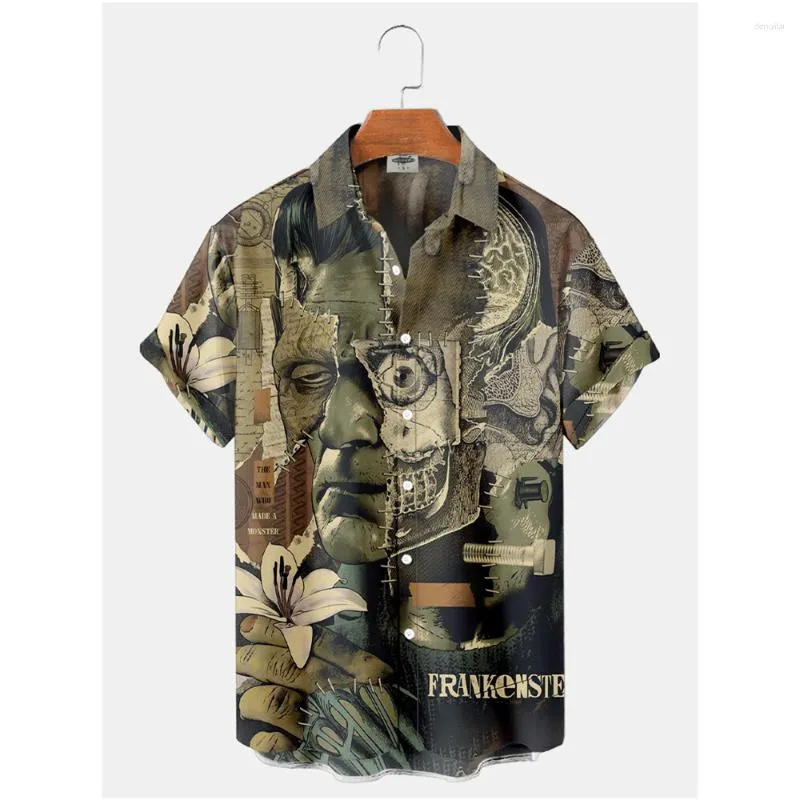 Casual shirts voor heren 3D Gedrukt 2023 Movie Karakter Horror Vintage Shirt For Men Summer Streetwear Retro Hawaiian