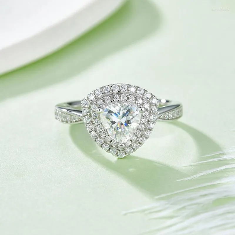 Кластерные кольца Apaison Noble для женщин классический 1ct d Цвет Moissanite Ring 925 Серебряное серебро серебряные украшения оптом