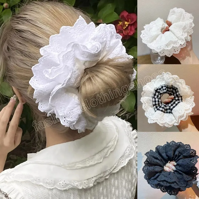 Scrunchies in pizzo multistrato alla moda Fasce per capelli elastiche Ragazze Elegante porta coda di cavallo Corda per capelli Accessori per capelli romantici da donna