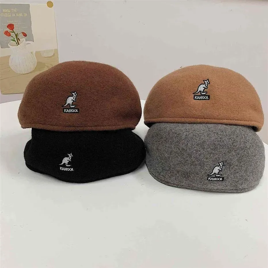 Japanskt litet huvudomkrets Kangol Kangaroo Anti-Wear Wool Beret Kvinnlig Autumn och Winter England Retro Wild Forward Hat