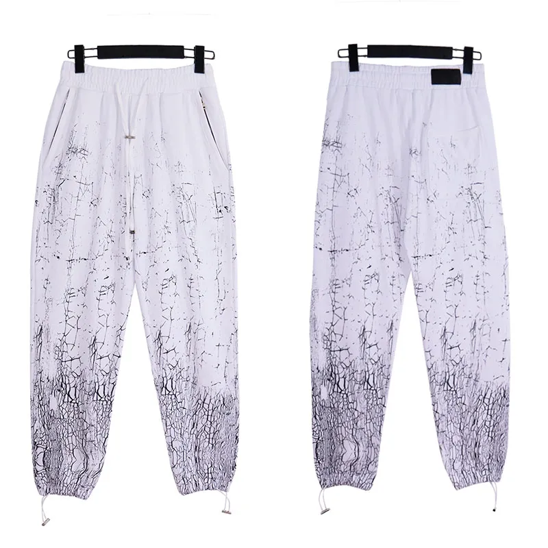 Summer and autumn sweatpants trendy American print amirri crack tie-dye corset casual sports pants