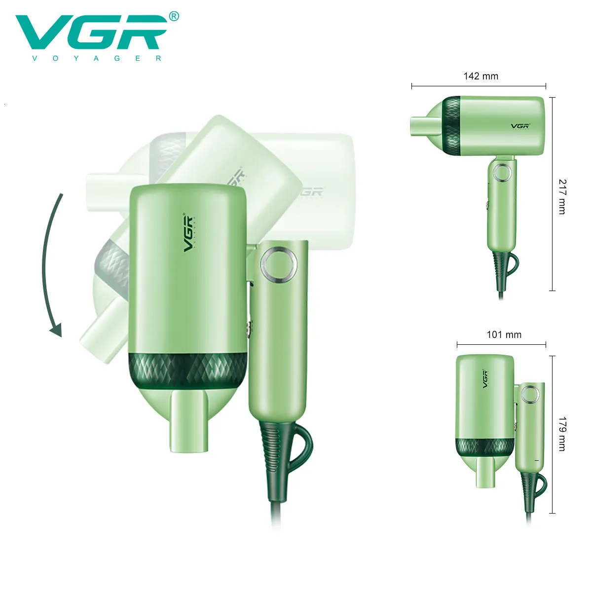 Hair Dryers VGR Dryer Professional Foldable Machine Overheating