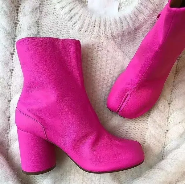 Margiela Toe Boots Split Design High Heeled Pump Chunky Round