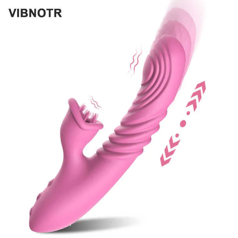 Massagegeräte-Schub-G-Punkt-Vibrator für Frauen Clitoris Stimulator Zunge lecken automatische Teleskop-Masturbation