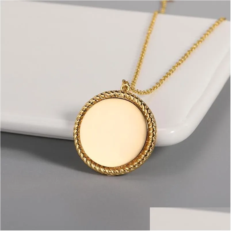 Kettingen Minimalisme Goud Kleur Disc Munt Kettingen Hangers Voor Vrouwen Mode-sieraden Roestvrij Staal Geometrie Ronde Ketting Collier Dhomi