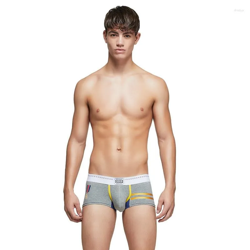 Cuecas SROEAN Roupa íntima masculina de cor sólida Boxer fashion sexy de cintura baixa U-convexo Shorts de algodão respirável e confortável