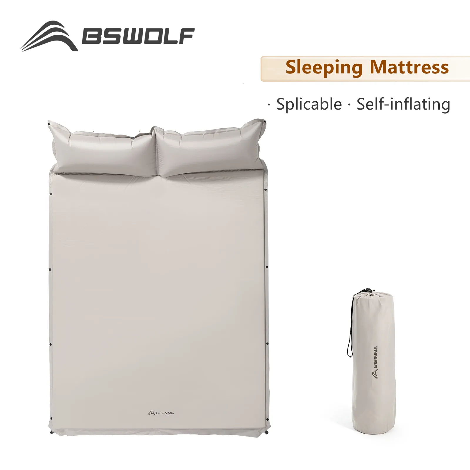 Outdoor Pads BSWolf Inflatable Mattress Tent Camping Mats Self inflating mattress Spliced Thick 230829