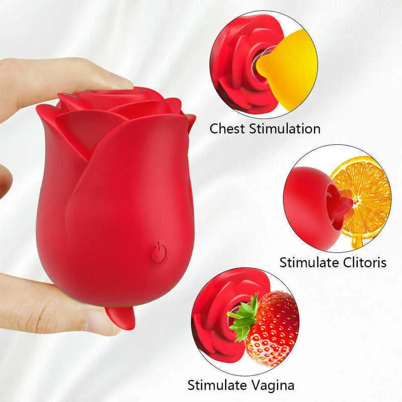 Massagegerät Leistungsstarker Rosenvibrator Weibliche Zunge Oral Lecken Maschine Nippel Klitoris Klitoris Stimulator Erwachsene Waren für Frauen