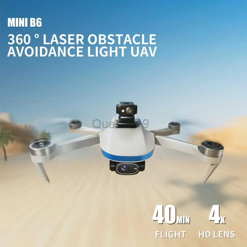 B6 브러시리스 원격 미니 GPS UAV (Manned Aerial Vehicle) 광학 흐름 접이식 원격 제어 장난감 4 K HD 비디오 장애물 피난 HKD230807