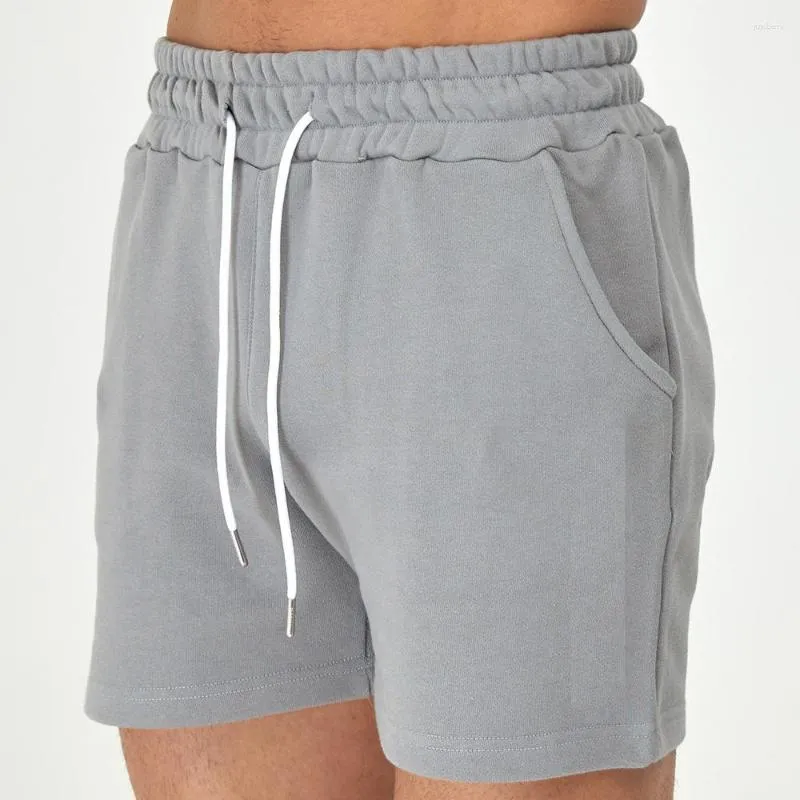 Herr shorts bomullssportning som kör grå bodybuilding sweatpants fitness korta byxor koreansk jogger gymträning