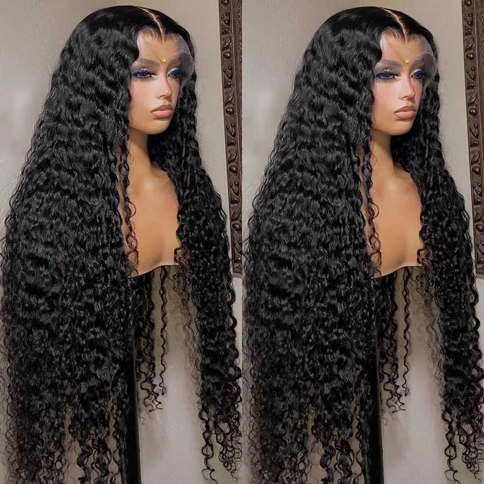 人間の髪のキャップレスウィッグ13x6 HDトランスプレート女性ブラジルの髪のための人間の髪のかつら32インチ深い波13x4フロントかつら水ろうレースフロントウィッグX0802