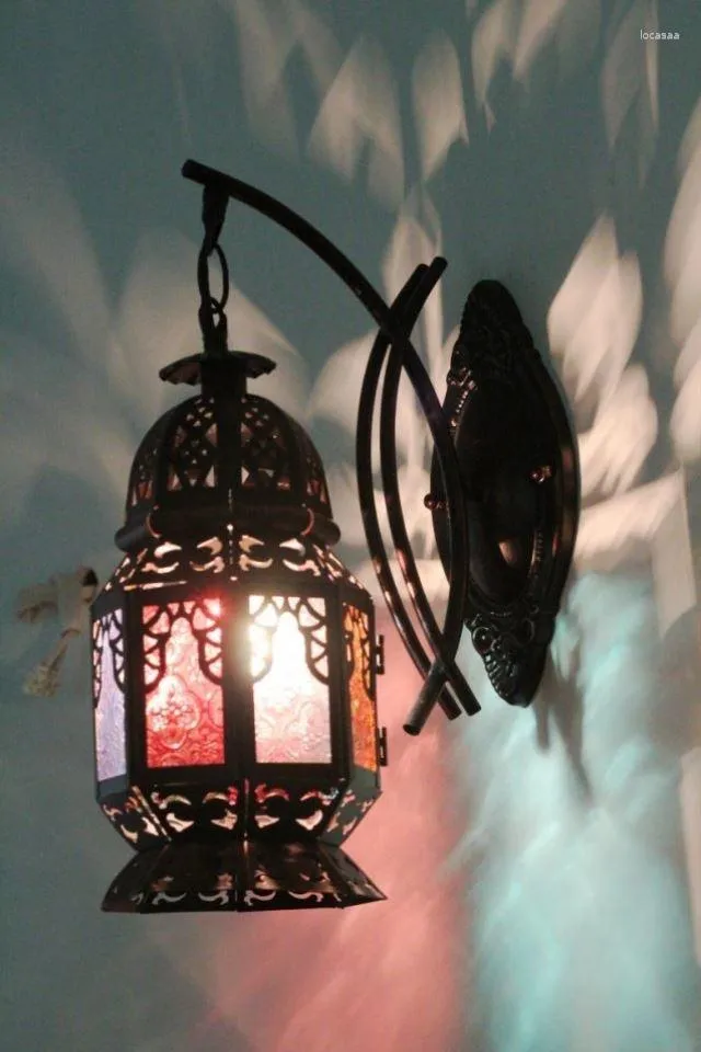 壁のランプLED六角形の寝室の装飾アップリケの素朴な屋内照明黒い屋外照明ランプの読書