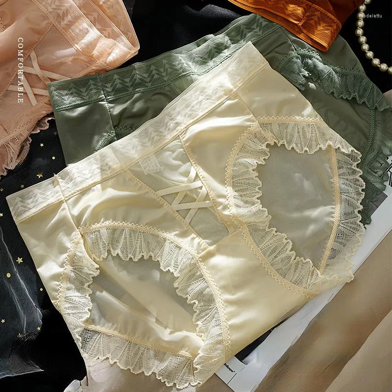 Breathable Antibacterial Satin Silk Lace Panties For Women For Women Set Of  4 Seamless Underwear With Thin Cotton Crotch And Sexy Lace Briefs For  Summer From Odelettu, $11.93