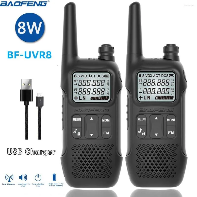 Walkie Talkie Baofeng UV R8 8W Mini USB Fast Charge UHF 400 470MHz