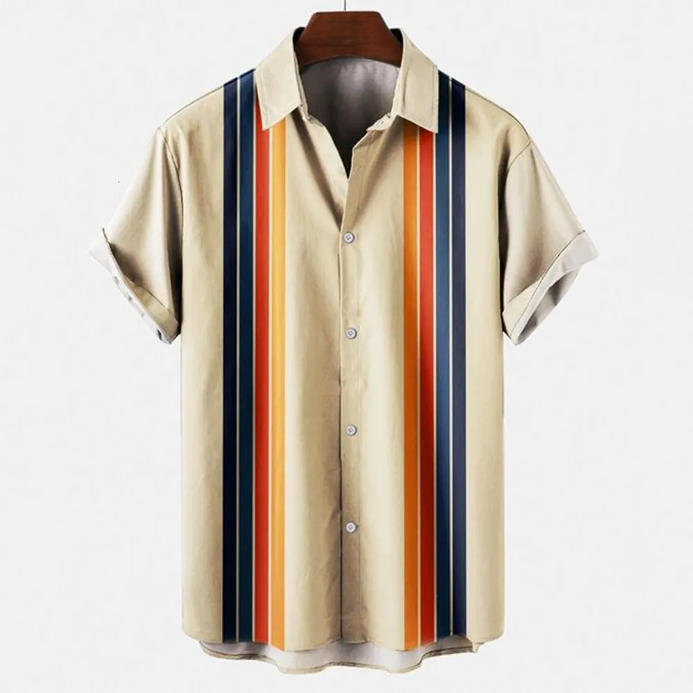 Camisas casuais masculinas Camisas havaianas masculinas Harajuku Moda verão Manga curta Botão listrado Estampa solta Praia Férias Aloha Camisa Dazn Man 230804