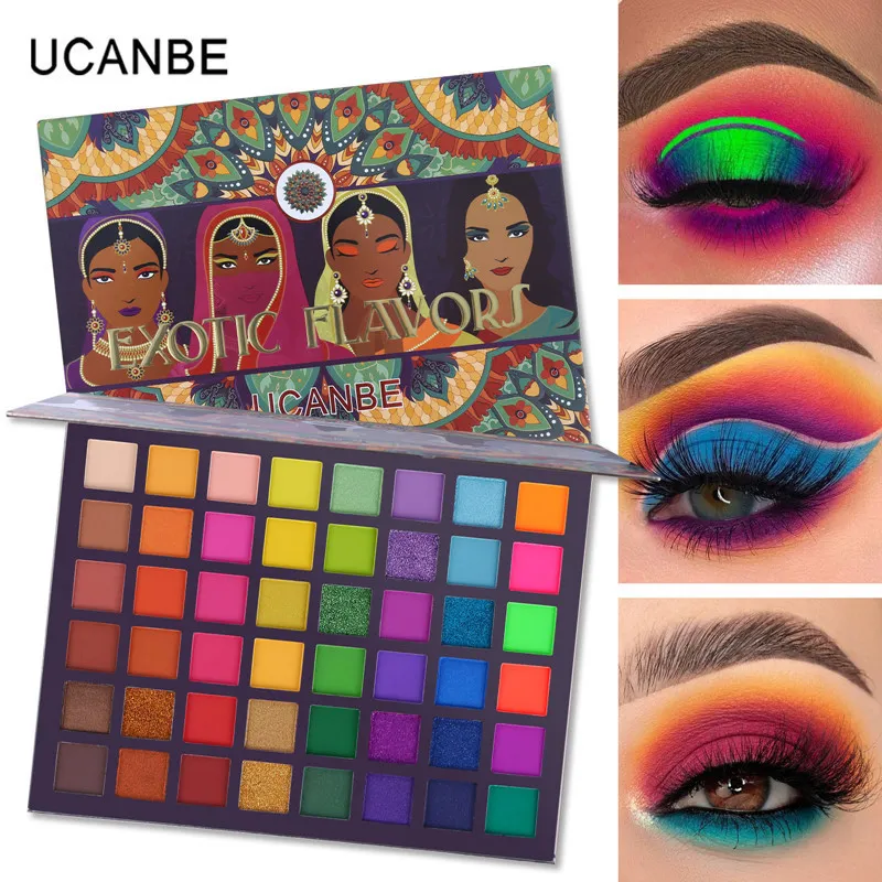 Eye Shadow UCANBE Exotic Flavors Eyeshadow Palette 48 Color Pressed Glitter Shimmer Matte Green Eye Shadow Neon Metallic Makeup Cosmetics 230807