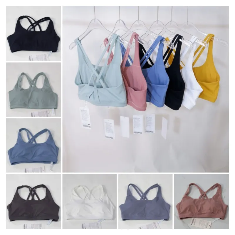 Bear Yoga Sports Bra Padded Push Up Nylon Top Double Sided Grinding Cross Back Shockproof Gathered Yoga Bra Vest lu-168