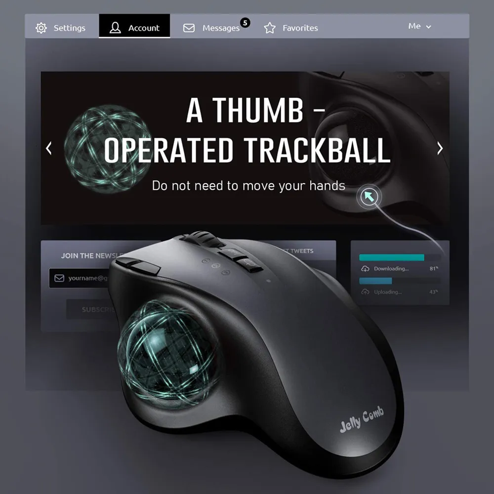 Möss seenda laddningsbara trackball mus bluetooth24g dubbelläge trådlöst för pc mac dator bärbar tablett gamer mause 230808