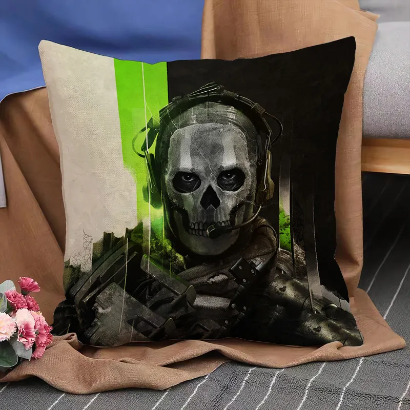 Funda de almohada de doble cara con estampado de Calls Of Duty, 45x45cm, funda de cojín corta de felpa para decoración del hogar, funda para sofá cama y coche 230808