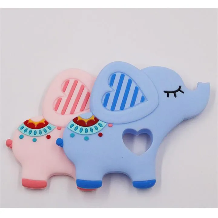 Lebensmittelqualität Silikon Beißringe DIY Tier Elefant Baby Beißring Säugling Baby Silikon Charms Kinder Zahnen ZZ