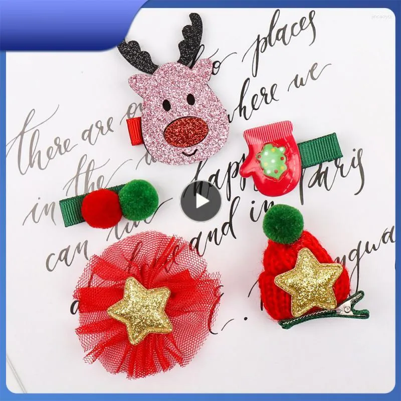 Saç Aksesuarları Noel Klipleri Noel Baba Kids Shinny Sequins Festival Saç Teslim Örme Bowknot Çocuk Barrette