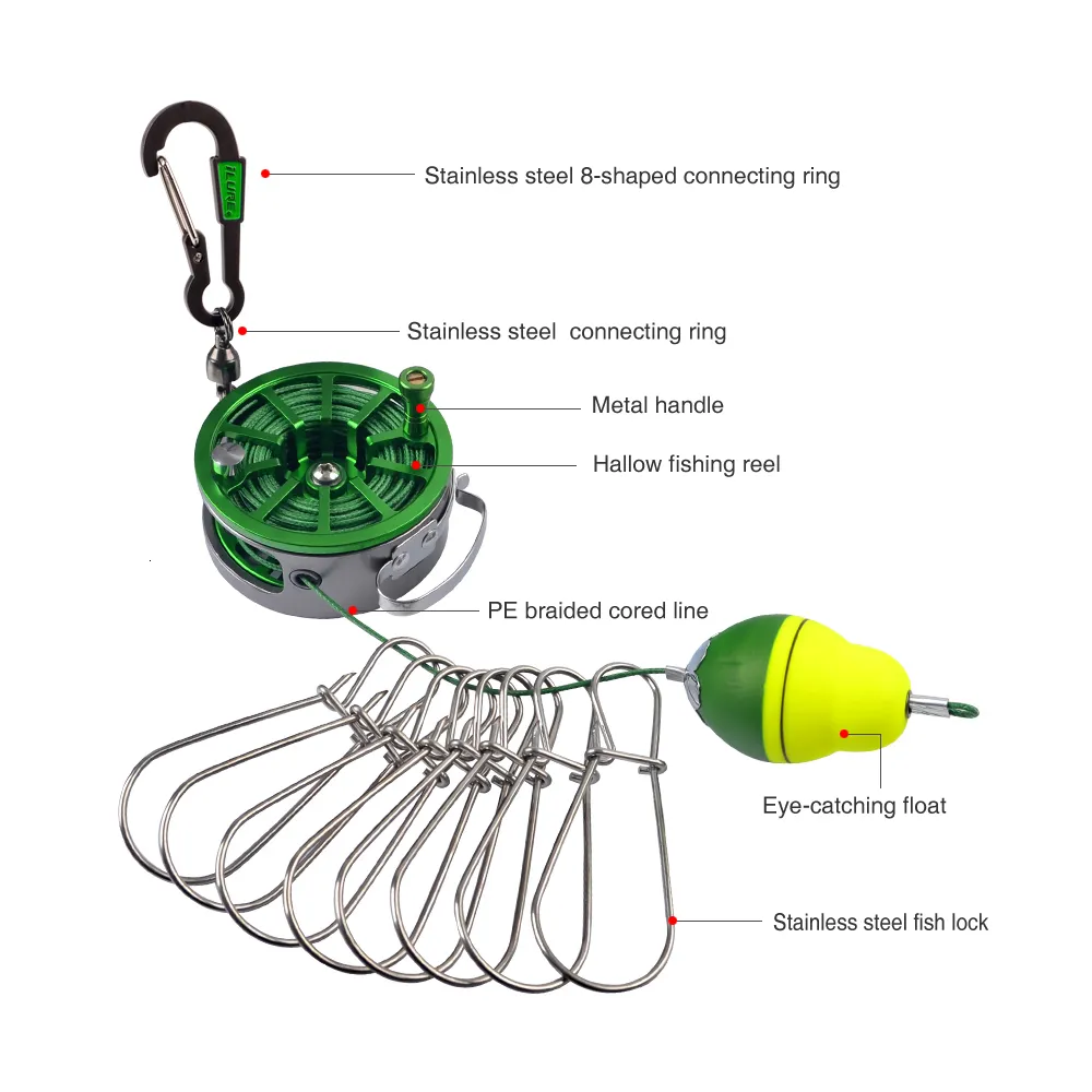 Portable Fish Sounders With Lock Buckle, Reel, And 8 Snaps