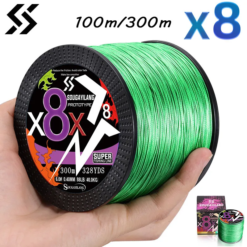 Braid Line Sougayilang 8 Fili Lenza Intrecciata 100M 300M Multifilamento Pesca Alla Carpa Multifunzione Lenza PE Per 22-88LB Pesca 230807