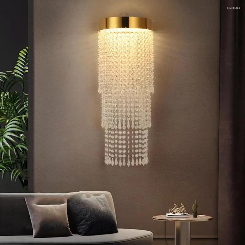 Vägglampa guld krom kristall sovrum ljus modern kreativ design scones lyx hem dekor inomhus cristal sängen lyster