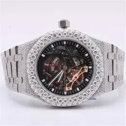 Luxurious Mechanical Watches with Diamond Vs Tester Pass Big Face Bling Mechanical Belt Iced Out Mens Bezel Silver Chrono Custom with Box Moissanite Diamond WaA53C