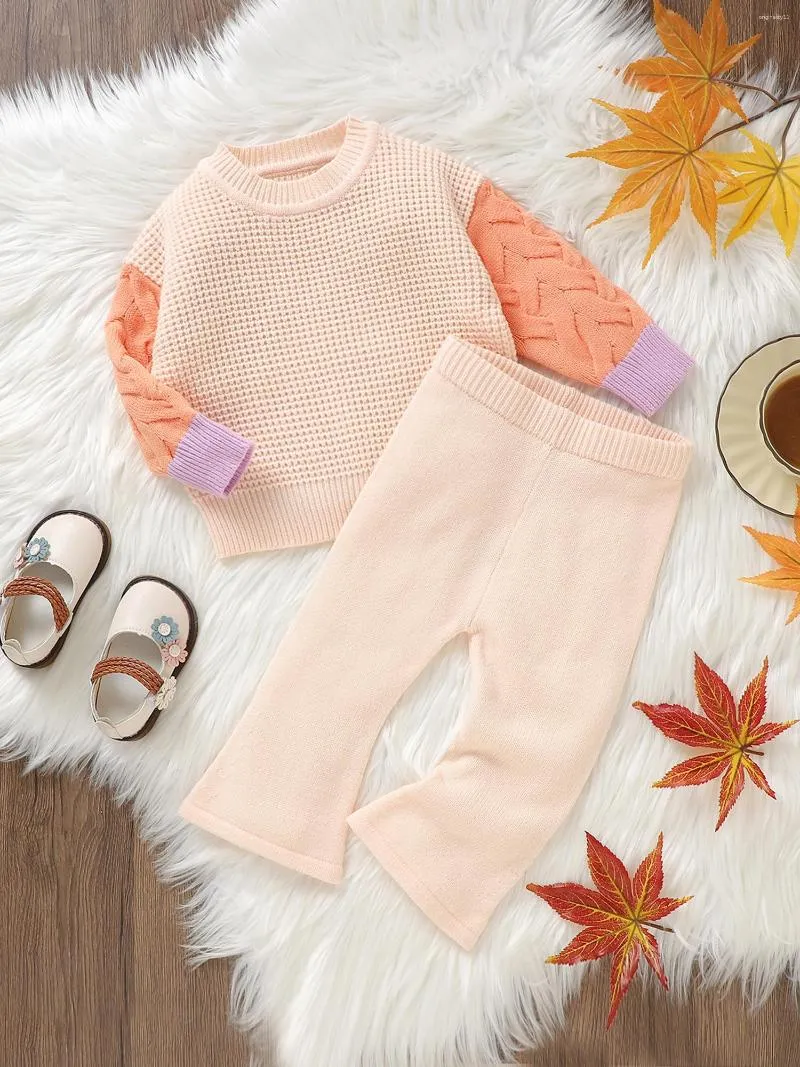 Ensembles de vêtements bébé fille garçon hiver tenues ensemble à manches  longues pull en tricot taille élastique pantalon 2 pièces vêtements chauds