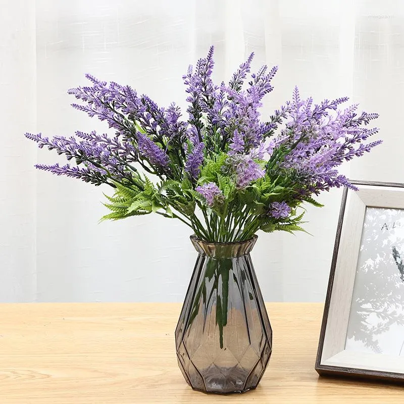 Fiori decorativi 1Pc Fiore artificiale 37cm Viola Lavanda Seta Pianta di simulazione Disposizione floreale per la casa Decorazioni per matrimoni Falso