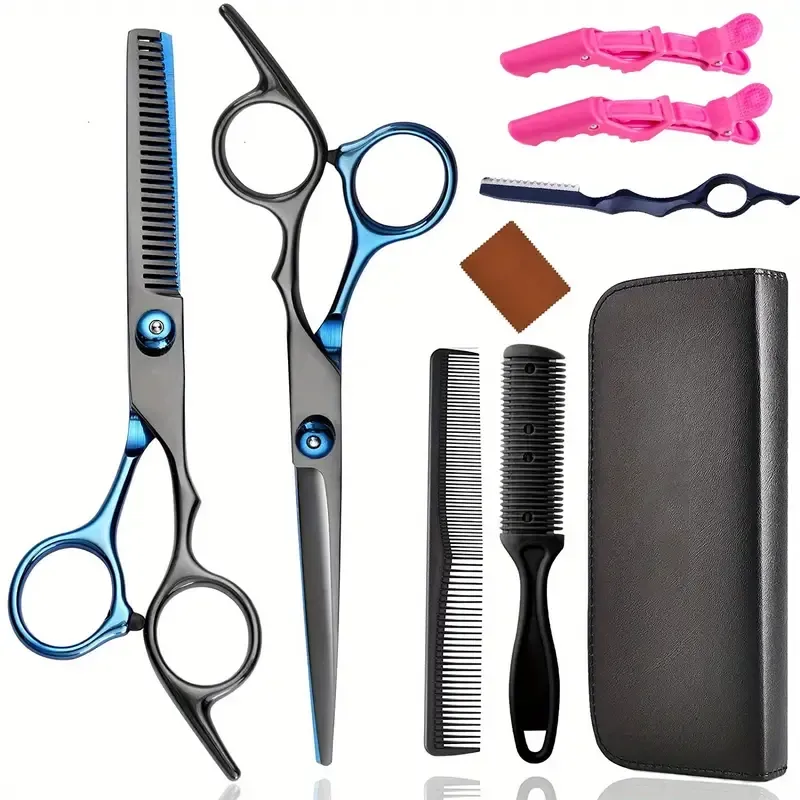 8pcs Hair Cutting Scissors Kit Stainless Steel Hairdressing Shears Set Cutting Thinning Scissors For Barber/Salon/Home/Men/Women/Kids/Adults Shear Sets/Pet