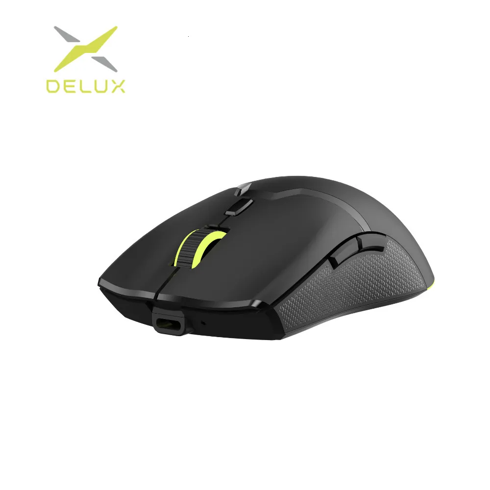 Мыши Delux M800 Легкий беспроводной мыши PAW3335 Оптический датчик 16000DPI 70G RGB Перезаряжаемая полностью программируемая для ПК Геймер 230808