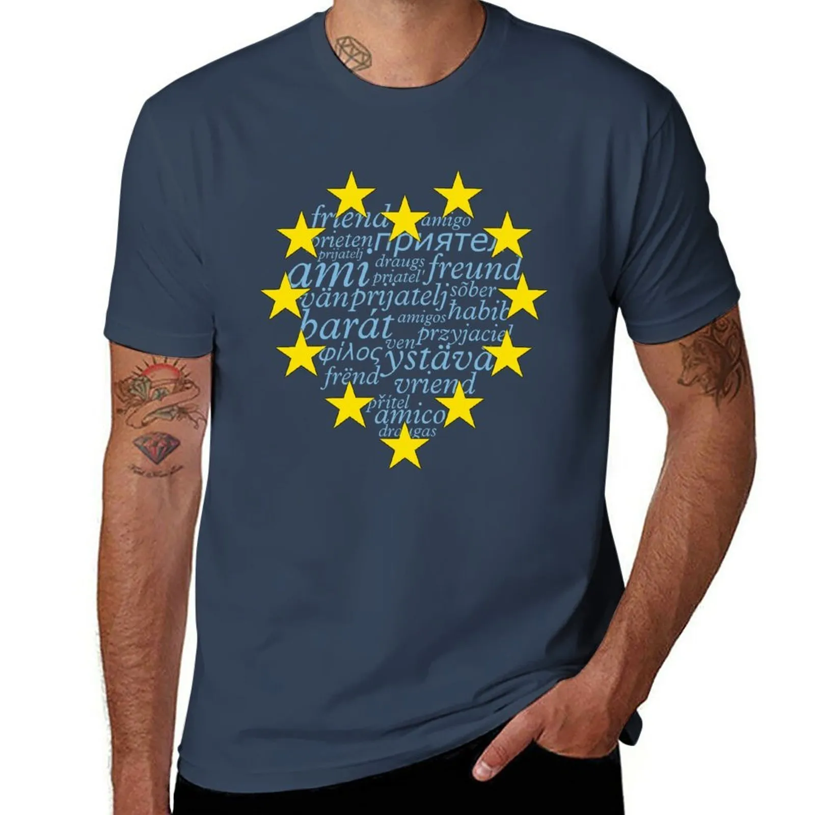 Herren-T-Shirts „Friends with Europe“-T-Shirt, lustiges T-Shirt, T-Shirts, Herrenkleidung, 230807