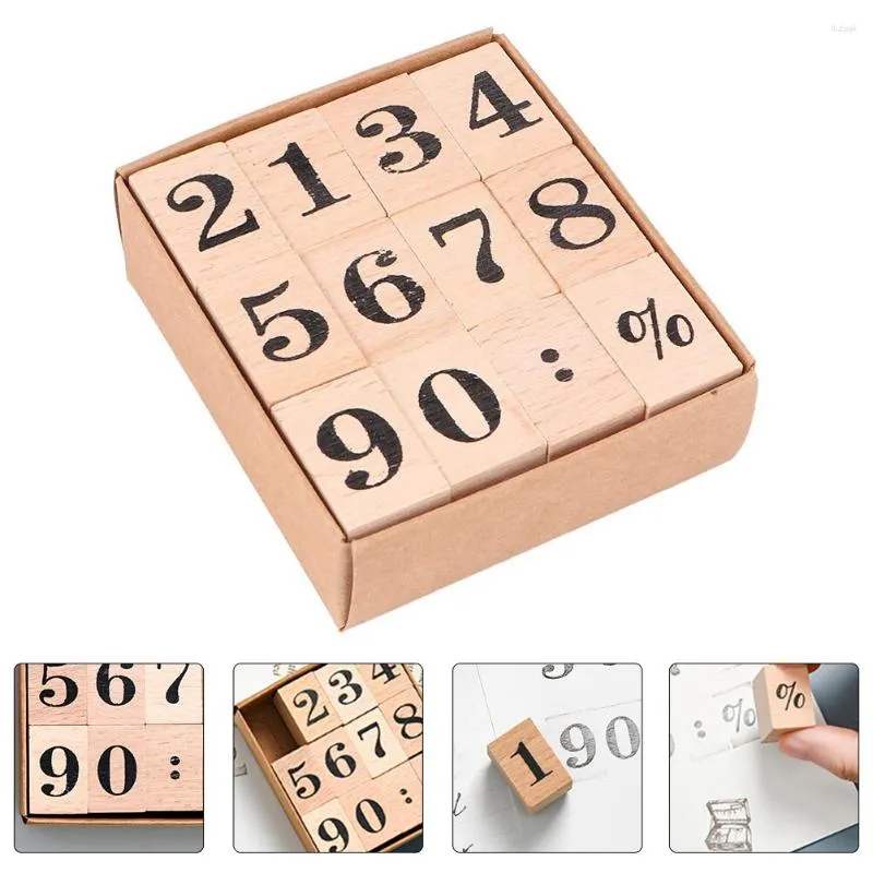 Bottiglie di stoccaggio 12 pezzi Francobolli con lettere dell'albero di loto Album per la casa Accessorio fai-da-te in legno Decorare Fornitura di numeri Artigianato decorativo in gomma