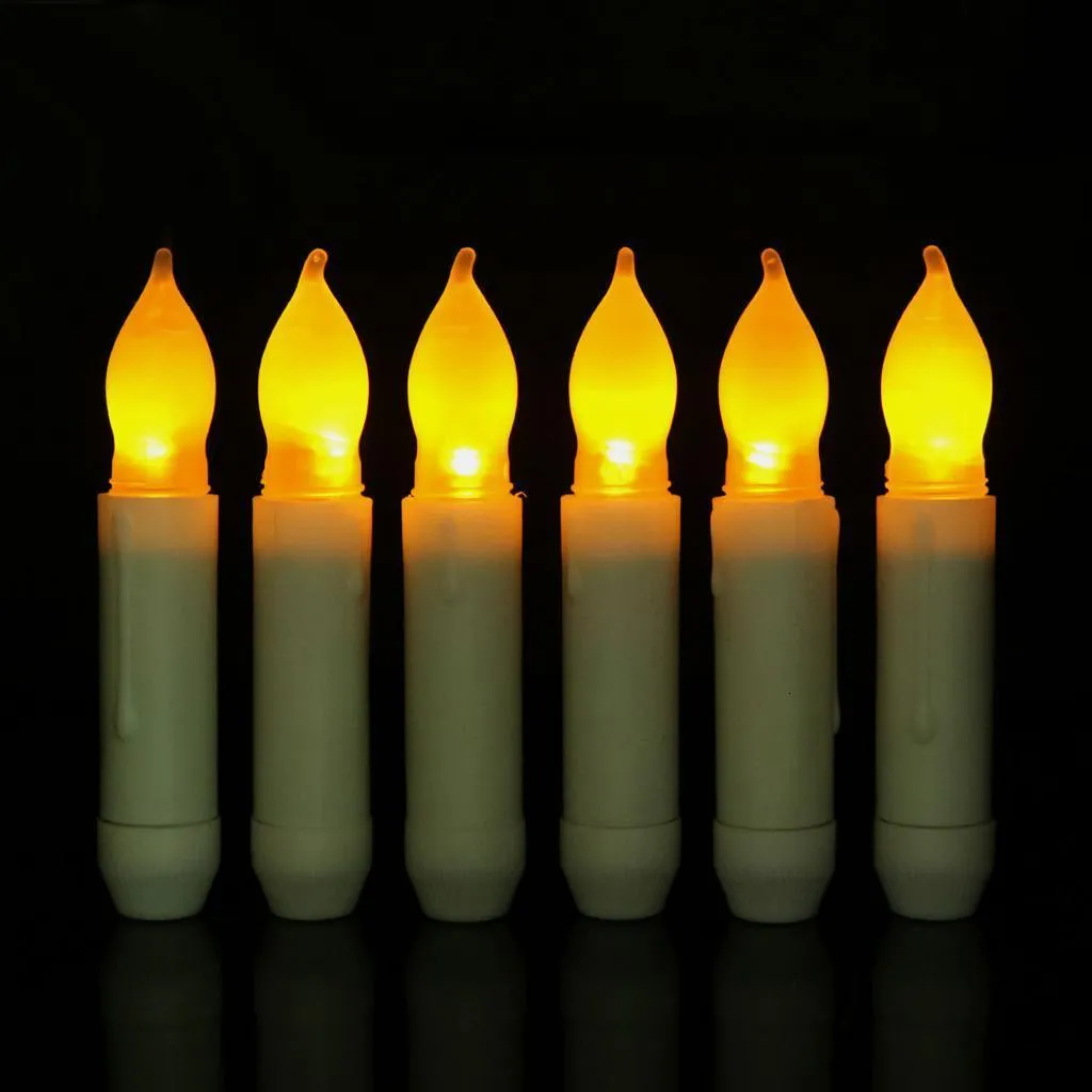 12x LED Flameless Led Taper Candle Battery Powered Long Dinner Candle 115mm