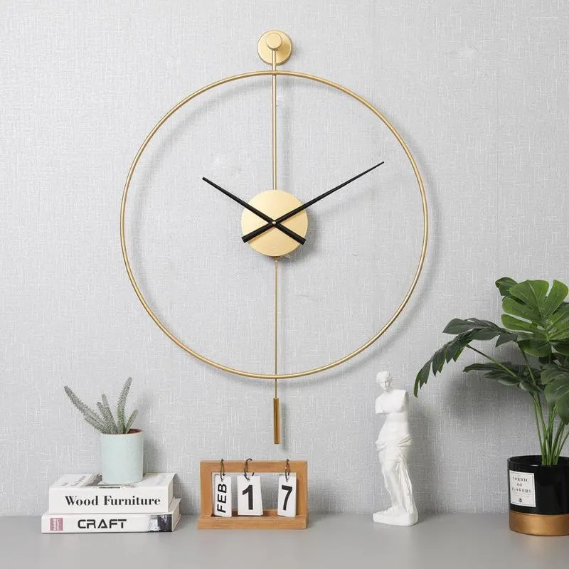 Wall Clocks Clock Circular Iron Metal Mute Modern Brief Design For Home Living Room Decoration Creative Crafts Watches